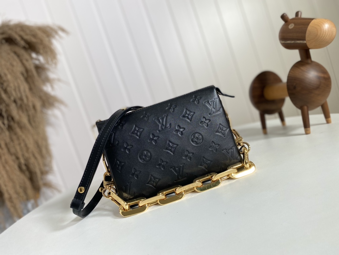 Louis Vuitton LV Coussin Bags Handbags Black Sheepskin Chains M20574