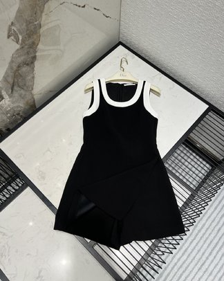 AAA+ Replica Dior Clothing Jumpsuits & Rompers Tank Top Replica Best Black White Splicing Spring/Summer Collection Vintage