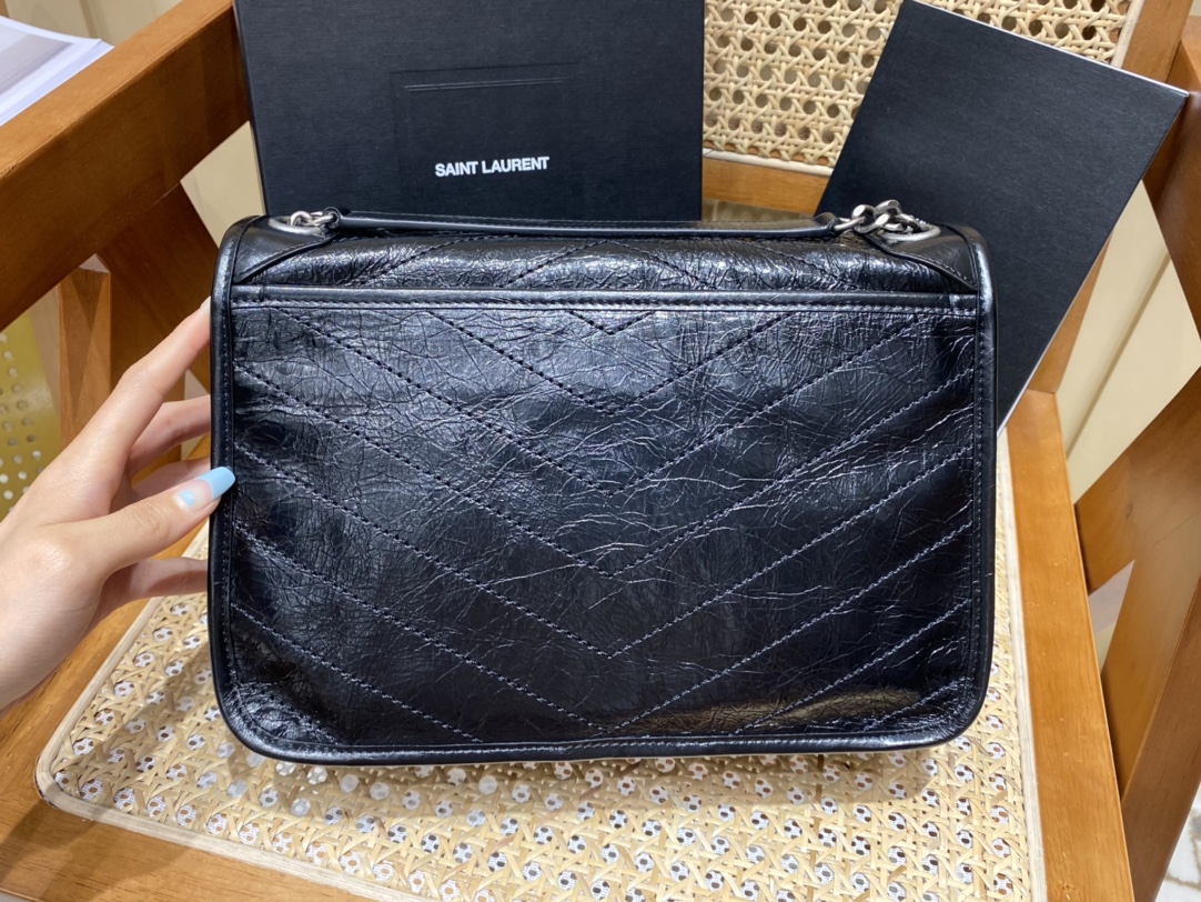 YSL Niki 28CM 邮差包 633158黑色
