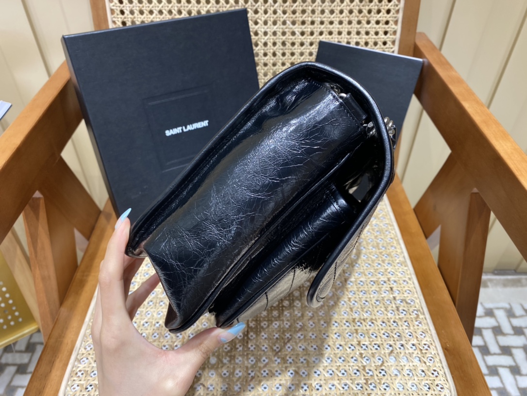 YSL Niki 28CM 邮差包 633158黑色