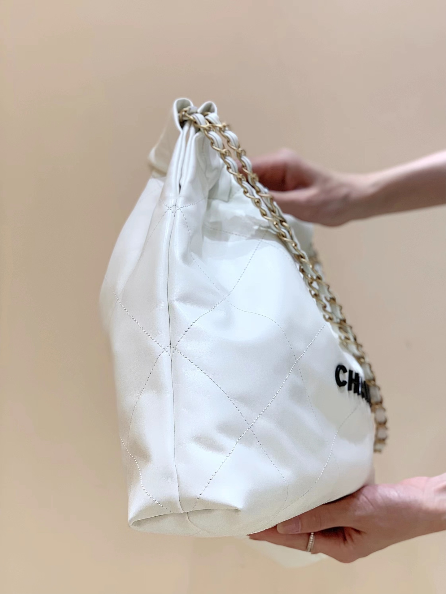 CHANEL 2022cc 春夏火爆22 bag 垃圾袋 AS3261白皮黑logo