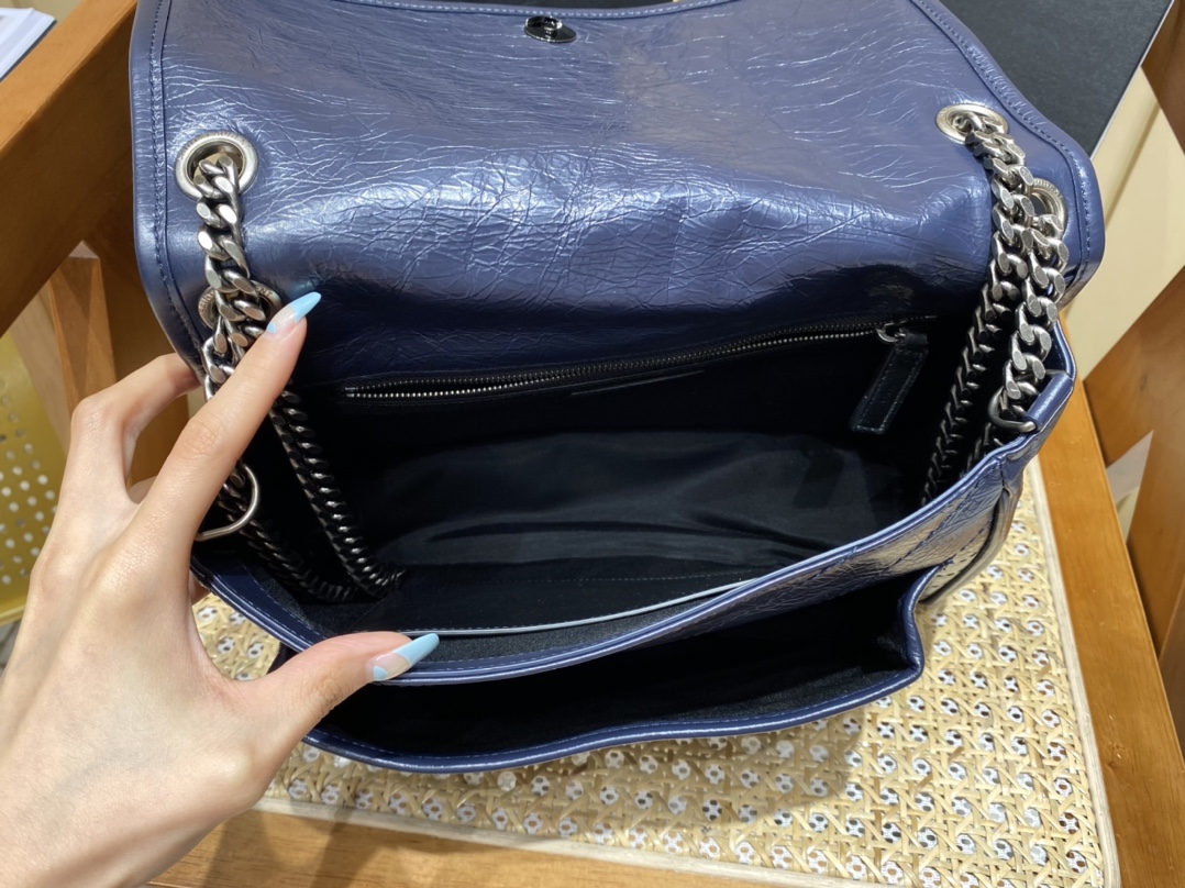 YSL Niki 28CM 邮差包 633158藏蓝色