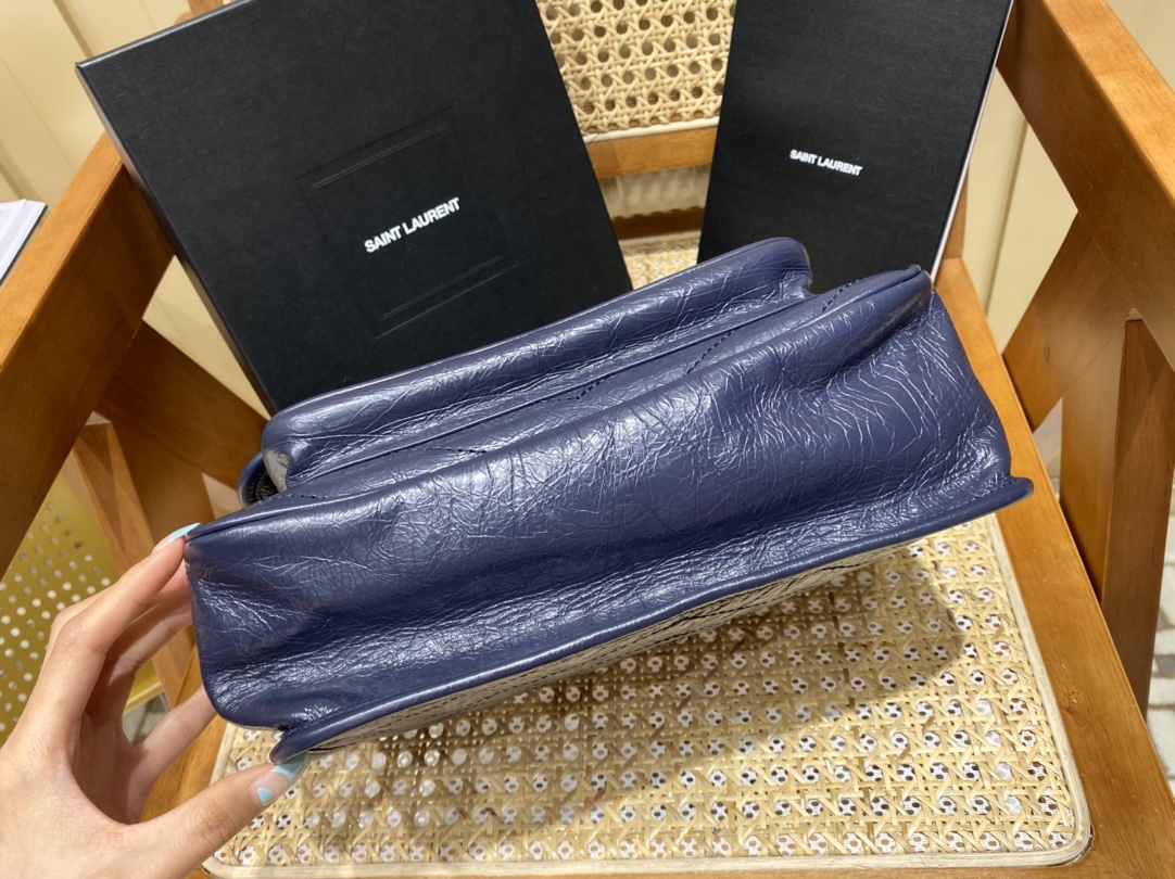 YSL Niki 28CM 邮差包 633158藏蓝色
