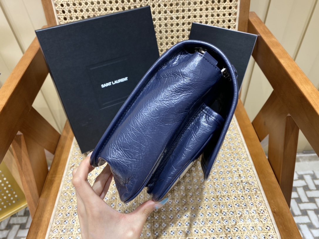 YSL Niki 28CM 邮差包 633158藏蓝色