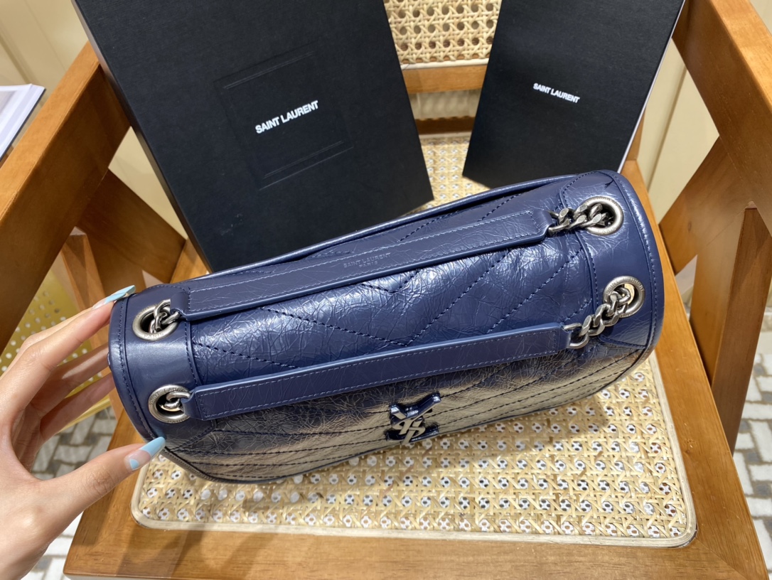 YSL Niki 28CM 邮差包 633158藏蓝色