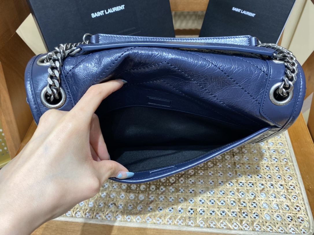 YSL Niki 28CM 邮差包 633158藏蓝色