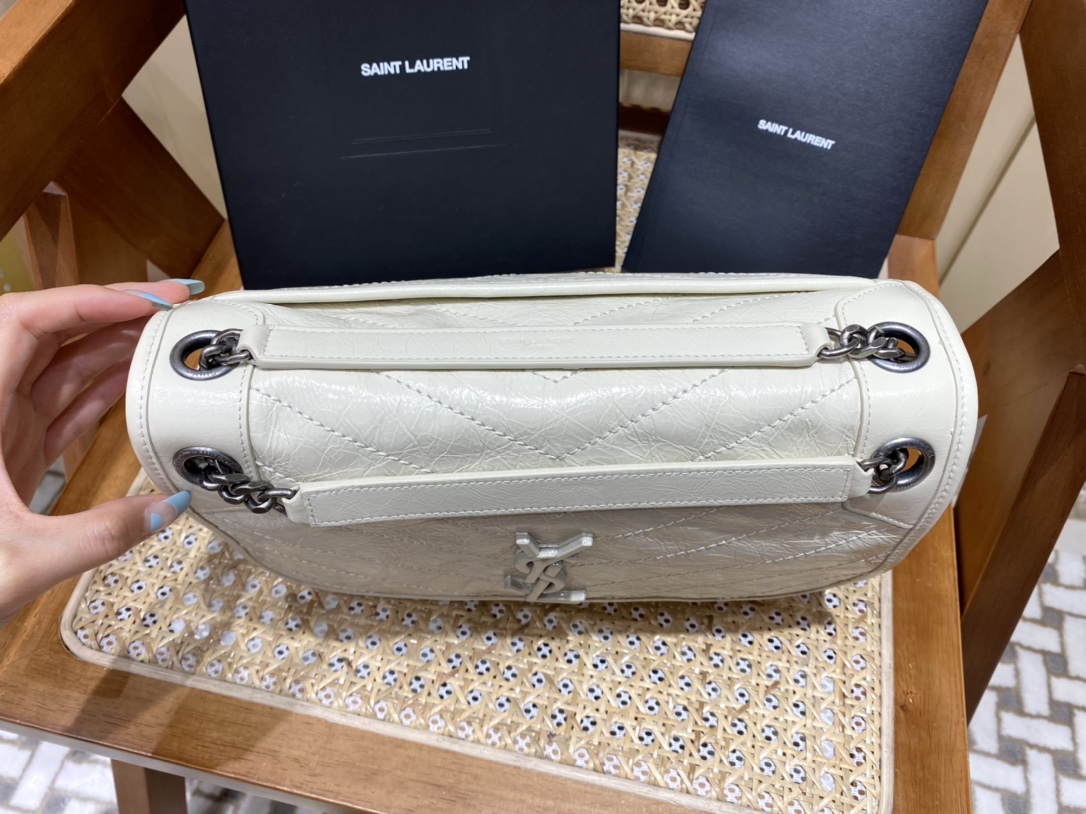 YSL Niki 28CM 邮差包 633158奶白色
