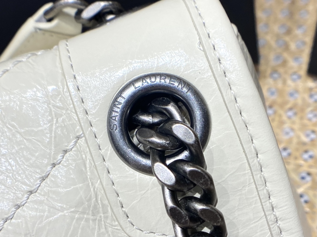 YSL Niki 28CM 邮差包 633158奶白色