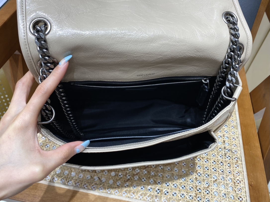 YSL Niki 28CM 邮差包 633158奶茶色