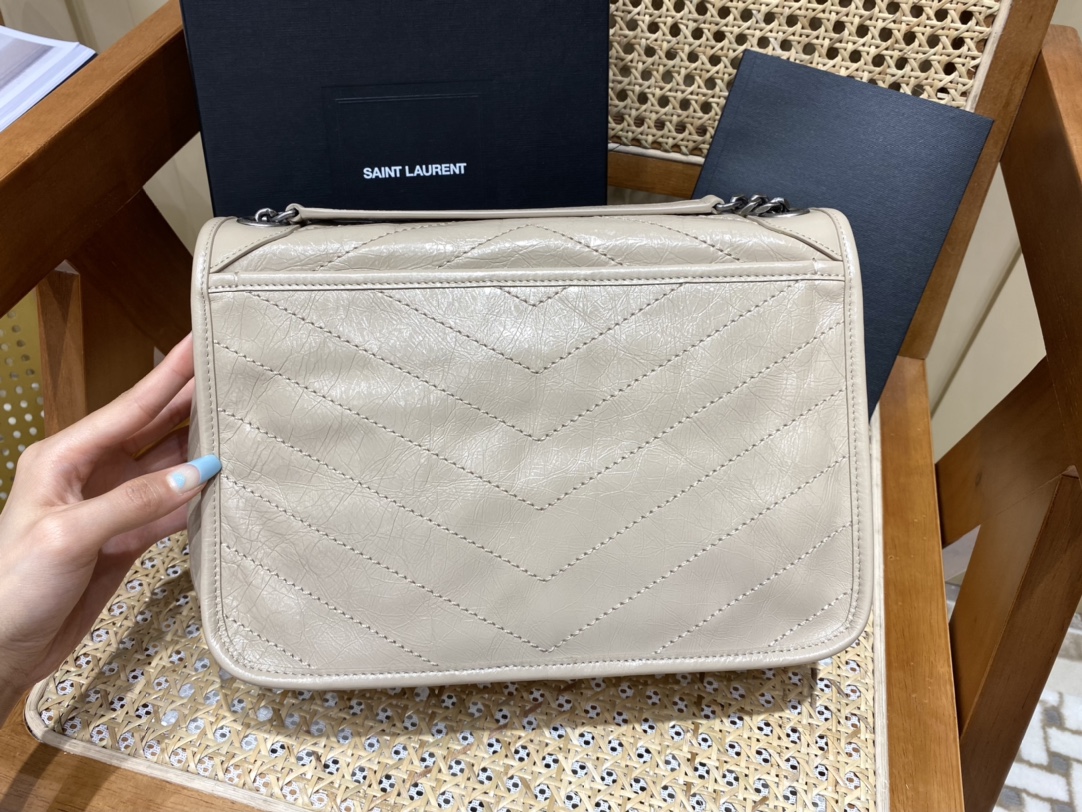 YSL Niki 28CM 邮差包 633158奶茶色