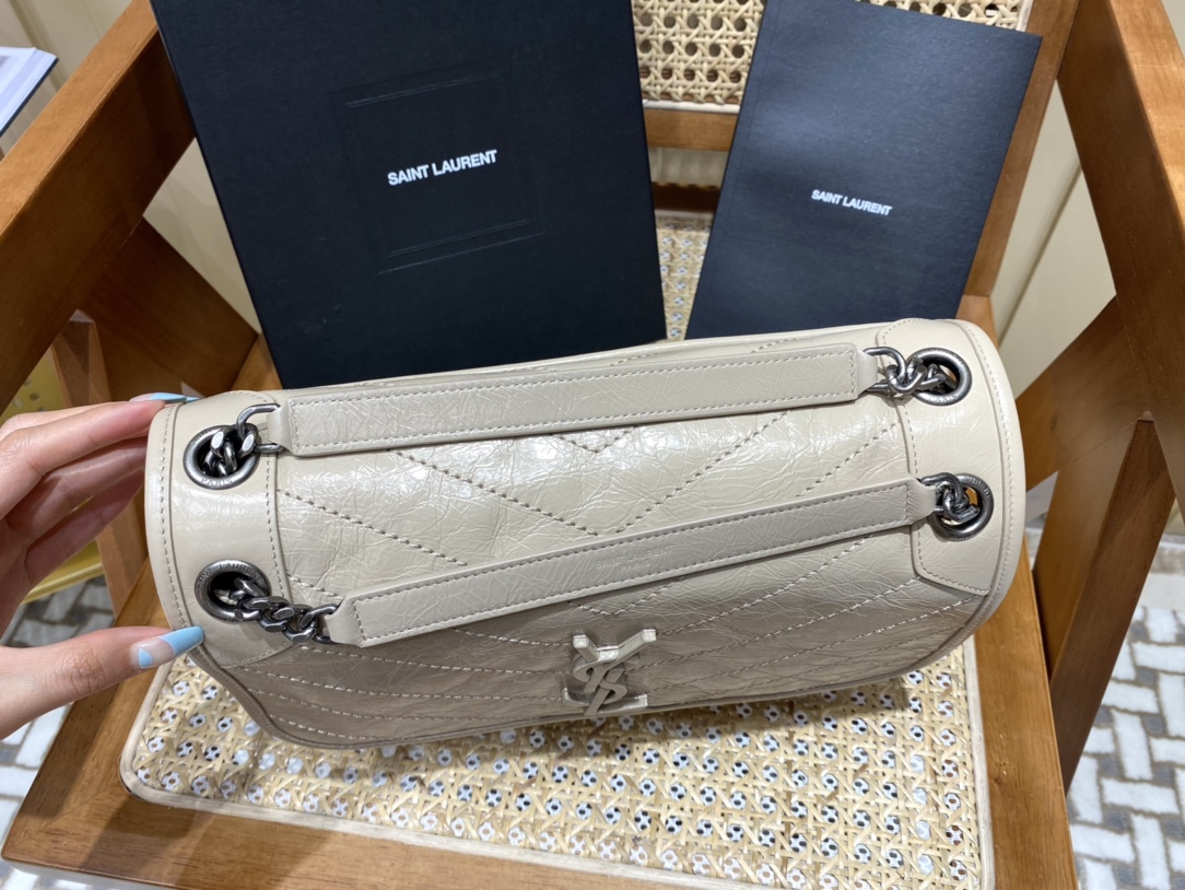 YSL Niki 28CM 邮差包 633158奶茶色