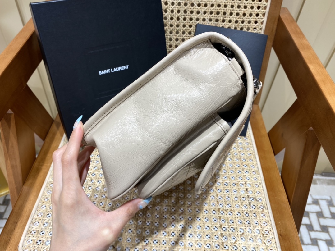 YSL Niki 28CM 邮差包 633158奶茶色