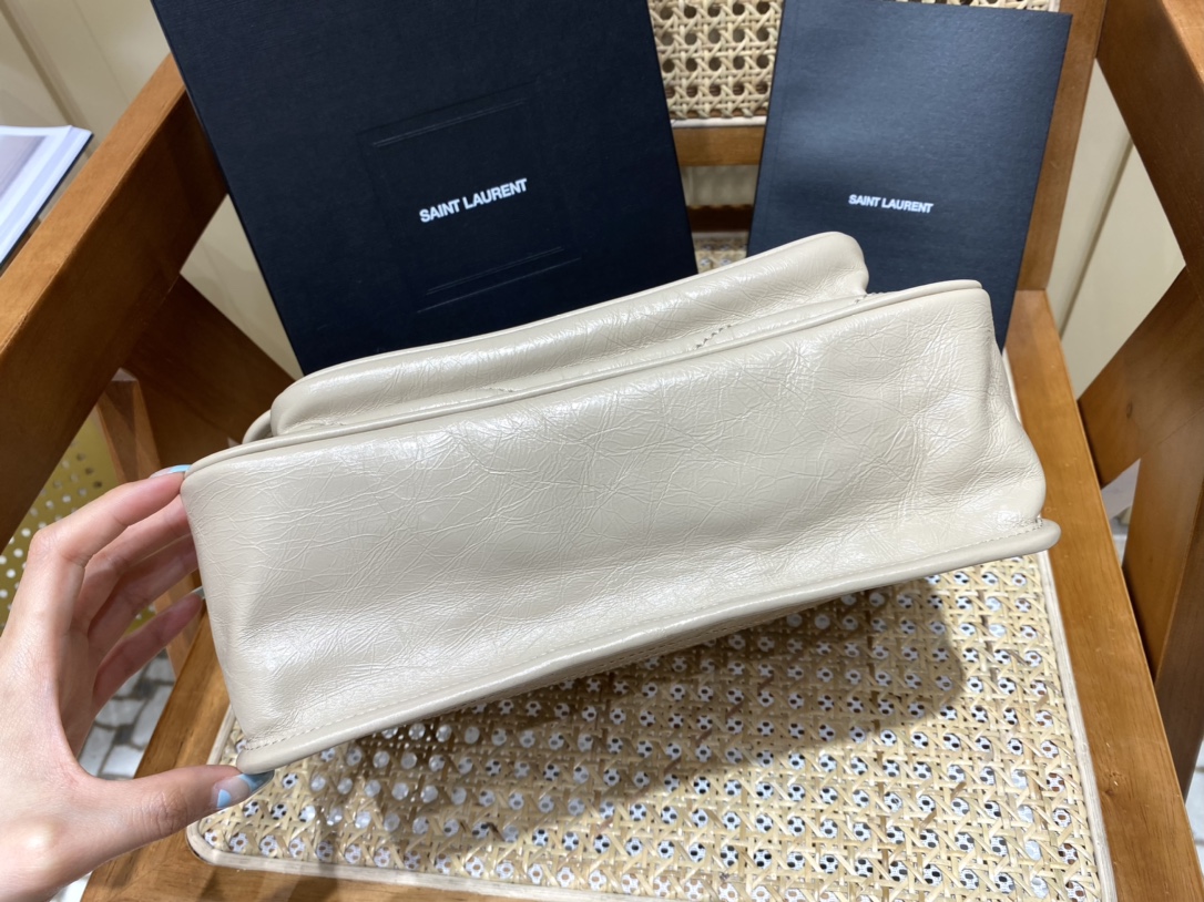YSL Niki 28CM 邮差包 633158奶茶色