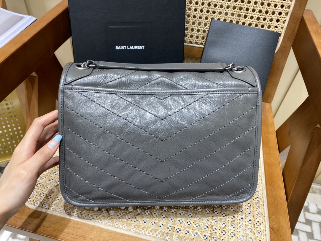 YSL Niki 28CM 邮差包 633158深灰色