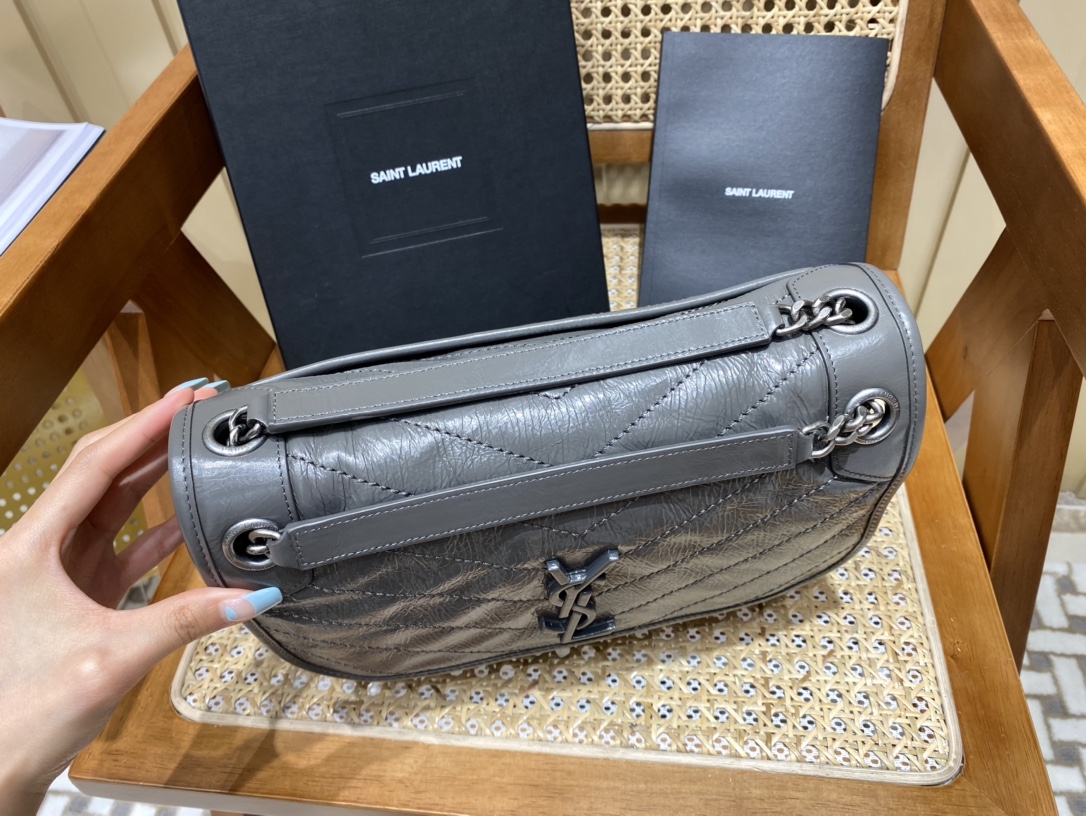 YSL Niki 28CM 邮差包 633158深灰色