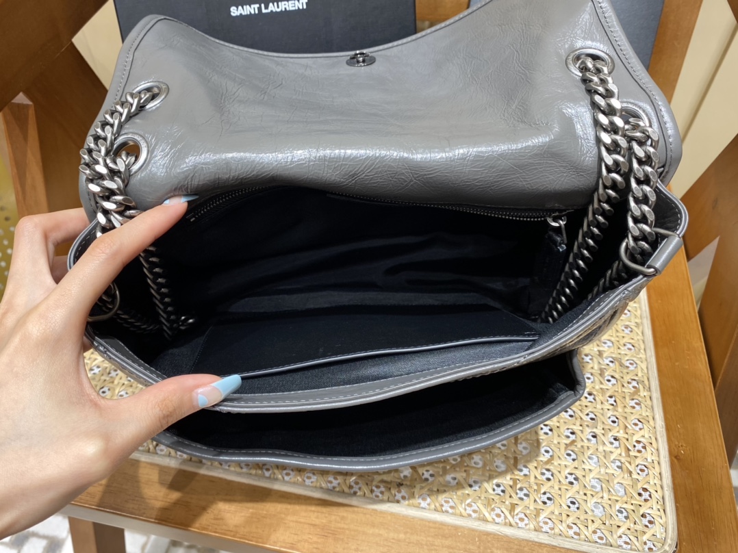 YSL Niki 28CM 邮差包 633158深灰色