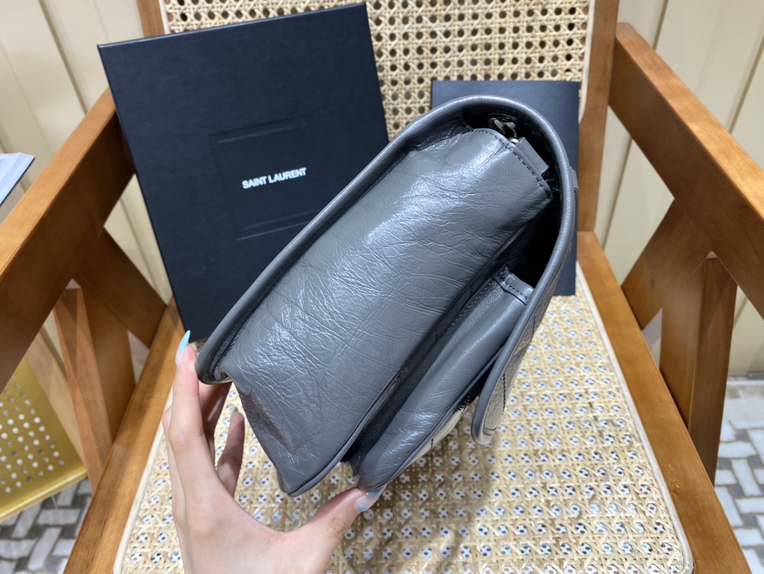 YSL Niki 28CM 邮差包 633158深灰色