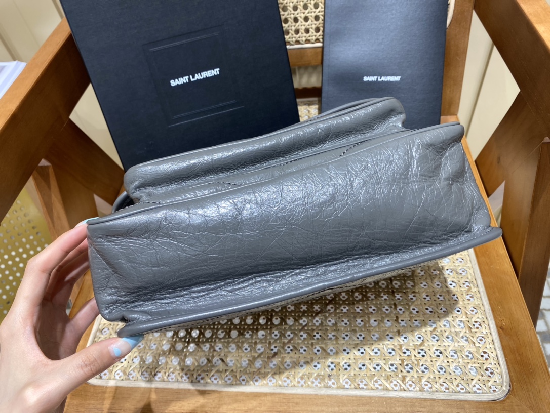 YSL Niki 28CM 邮差包 633158深灰色