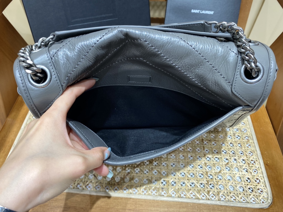 YSL Niki 28CM 邮差包 633158深灰色