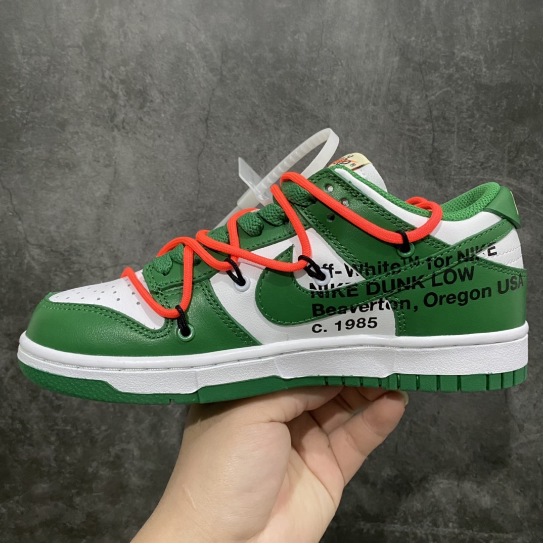 图片[2]-纯原S版Off White x Dunk 白绿联名 非常不错的版本 中高端品质 值得这个价格 全头层皮料 裁片清洁度很高 鞋型到位 尺码：36-46-选品中心