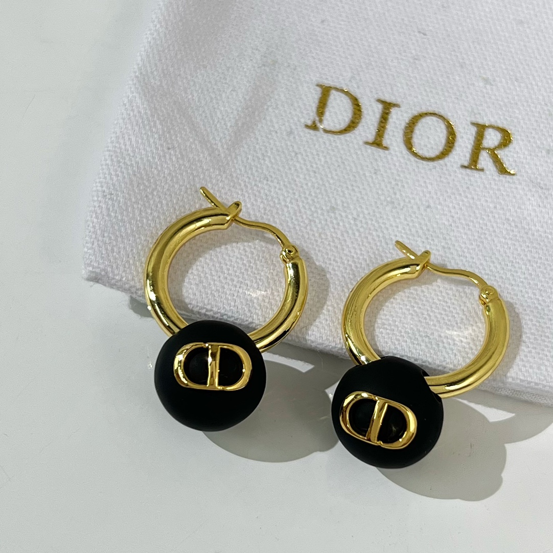新款☑️DIOR迪奥CD黑色珍珠耳钉耳环