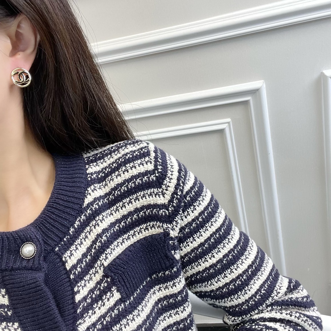 新款☑️CHANEL香奈儿双c圆形耳钉耳环