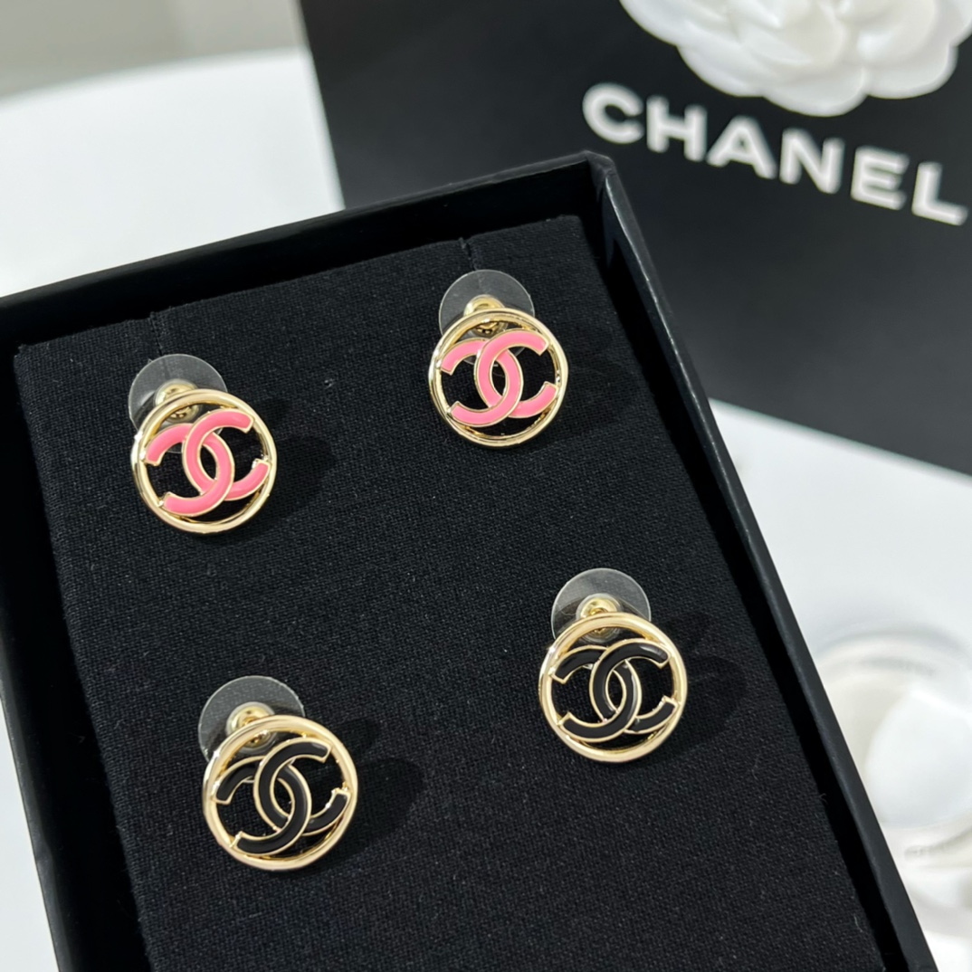 新款☑️CHANEL香奈儿双c圆形耳钉耳环