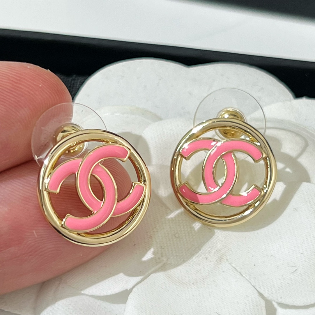 新款☑️CHANEL香奈儿双c圆形耳钉耳环
