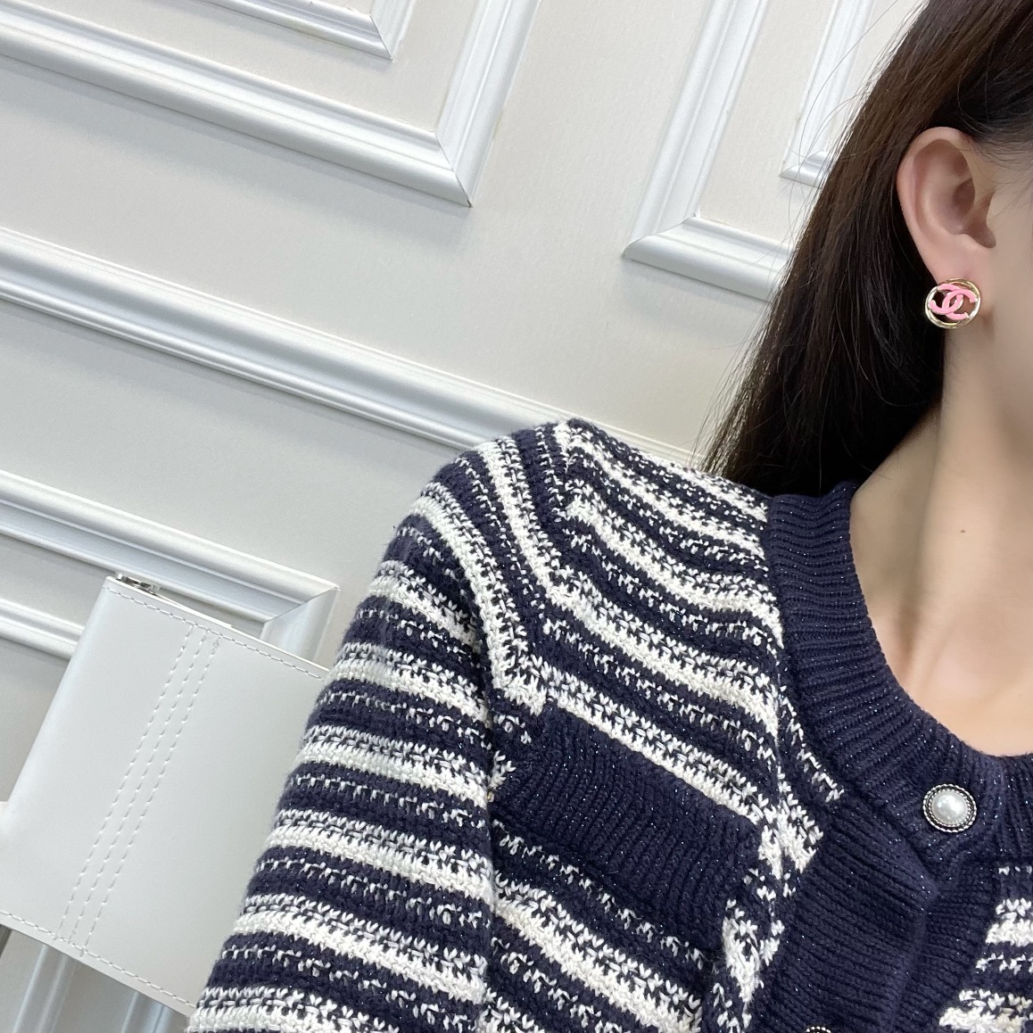 新款☑️CHANEL香奈儿双c圆形耳钉耳环