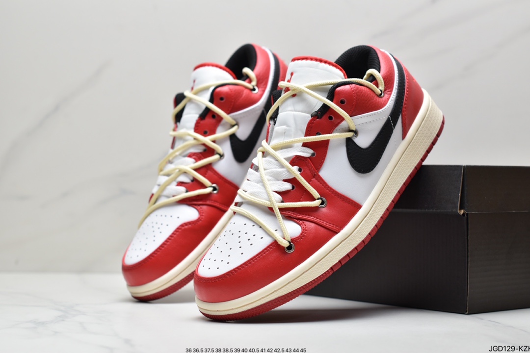 180 Air Jordan AJ1 Low 芝加哥白红解构绑带553558-118