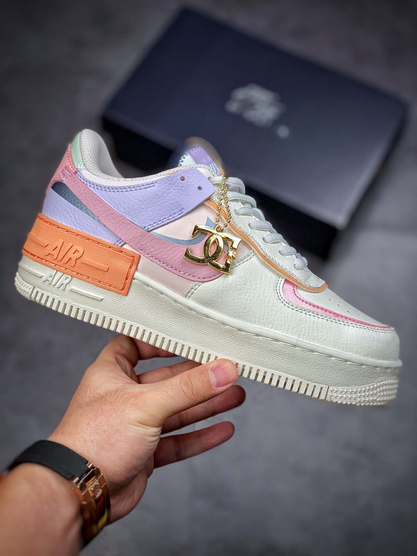 200 Air Force 1 Shadow 多彩拼接 轻量增高低帮百搭板鞋”拼接马卡龙” CI0919-111