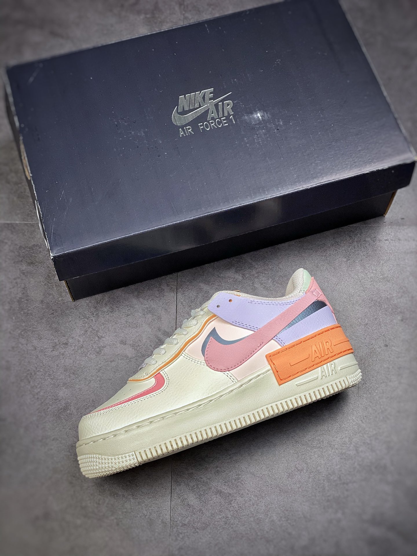 200 Air Force 1 Shadow 多彩拼接 轻量增高低帮百搭板鞋”拼接马卡龙” CI0919-111