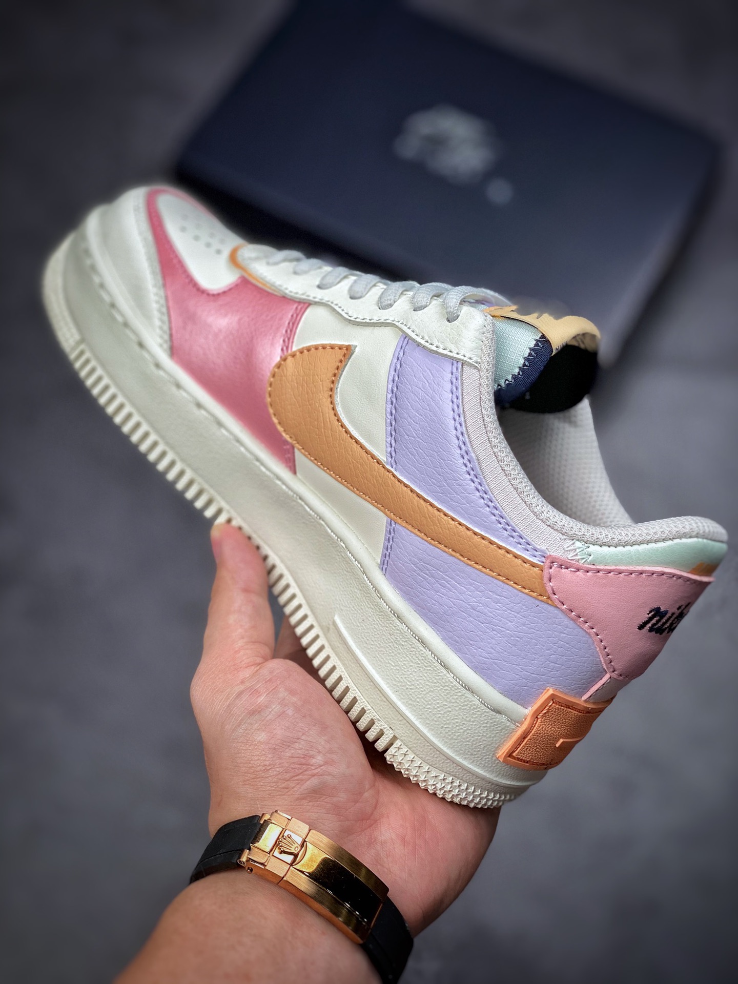 200 Air Force 1 Shadow 多彩拼接 轻量增高低帮百搭板鞋”拼接马卡龙” CI0919-111