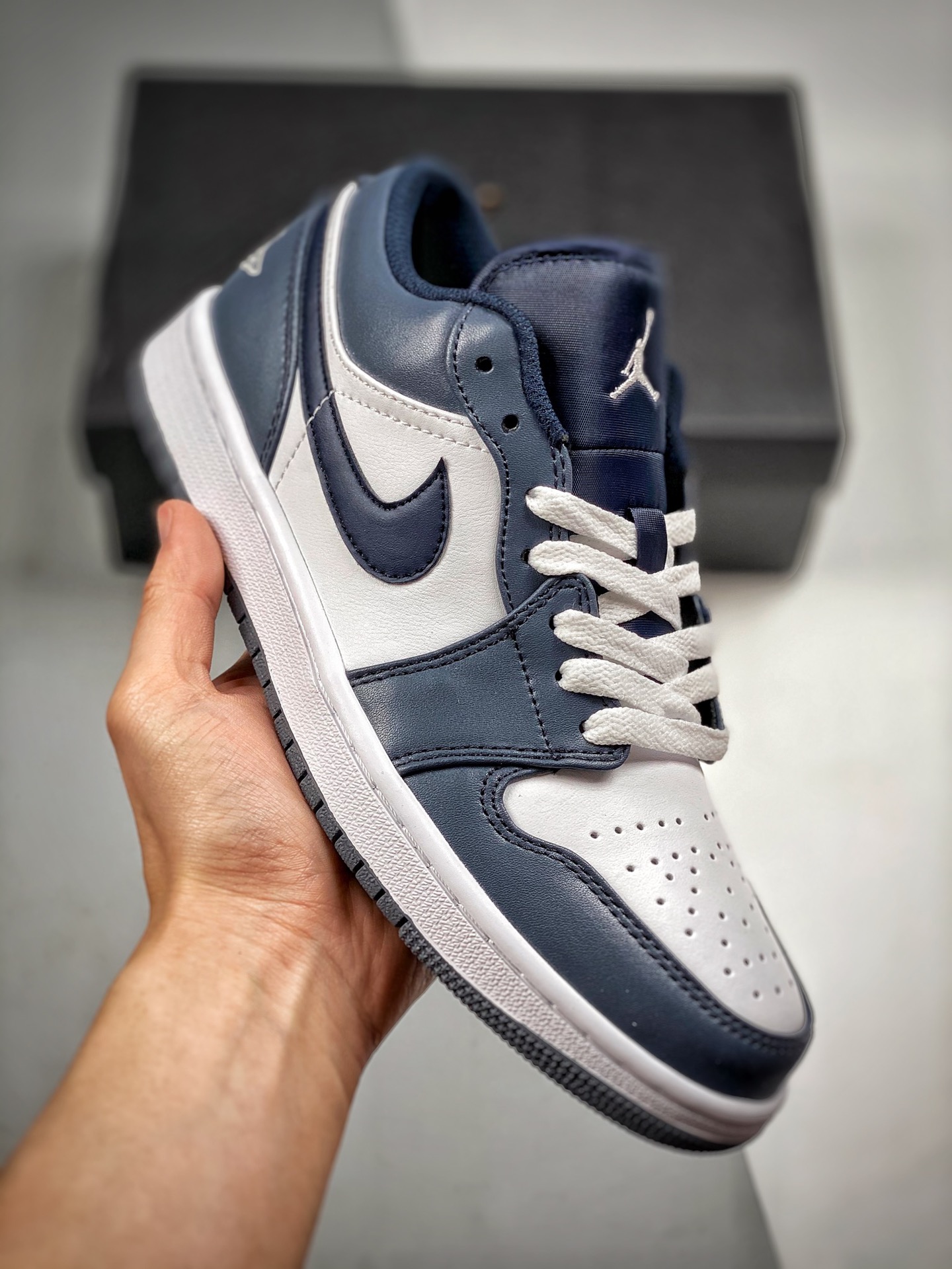 -4 Air Jordan 1 Low azul marino, zapatillas casuales de caña baja AJ1 Qiao1, con colores oficiales sincronizados, único…