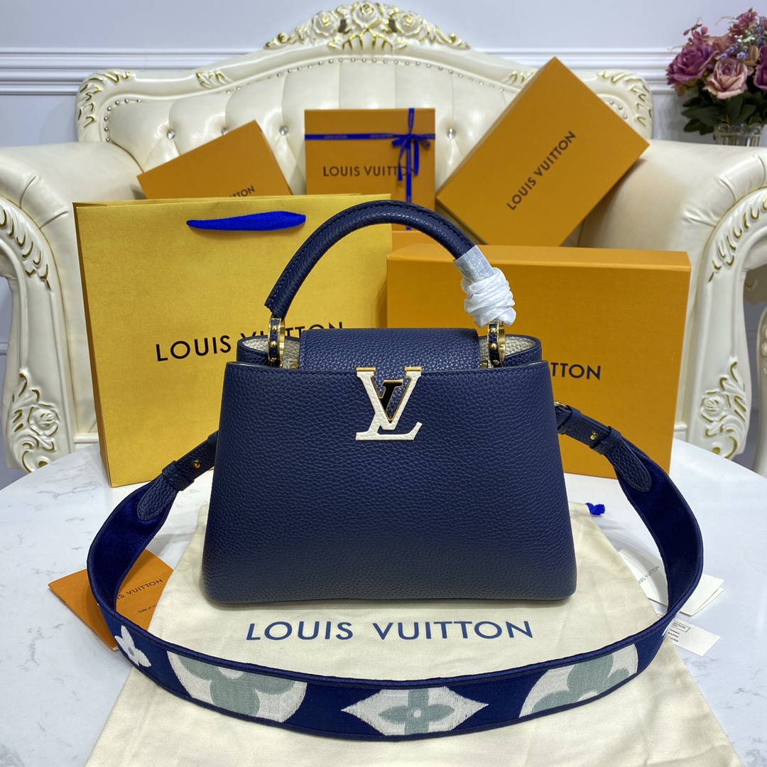 Louis Vuitton LV Capucines Bags Handbags Blue Pink Splicing Cowhide Snake Skin M59438