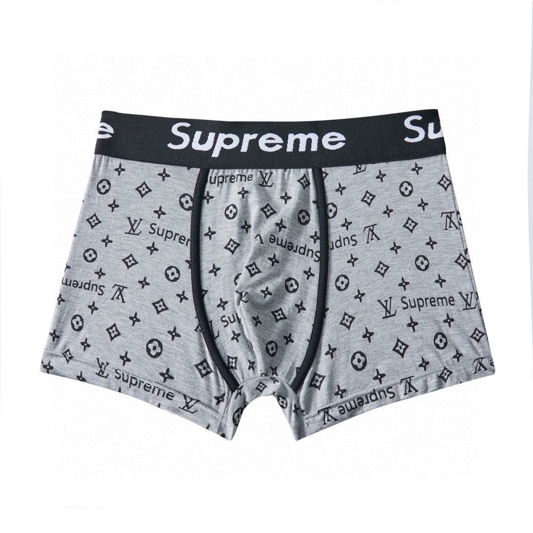 LVxSuPreme联名louisvuitton满印老花logo礼盒三条装内裤louisvuittons