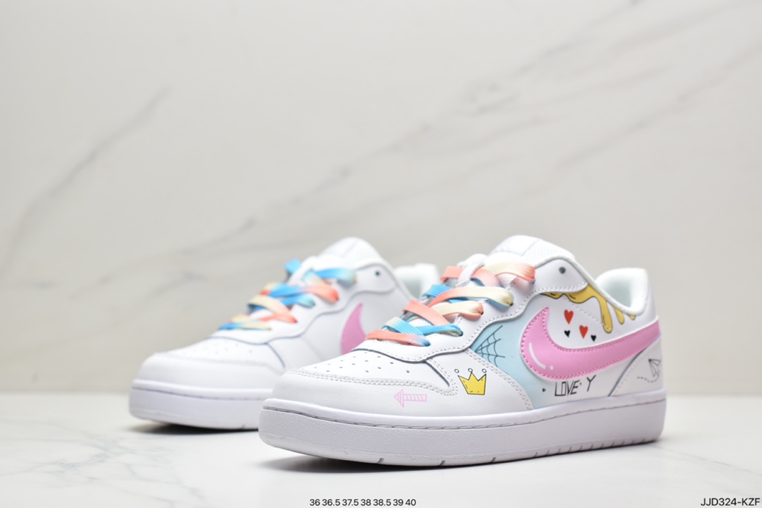 130 耐克Nike Court Borough Low 2”Grey/White/Lake Blue”学院系列休闲运动皮革板鞋BQ5448-117