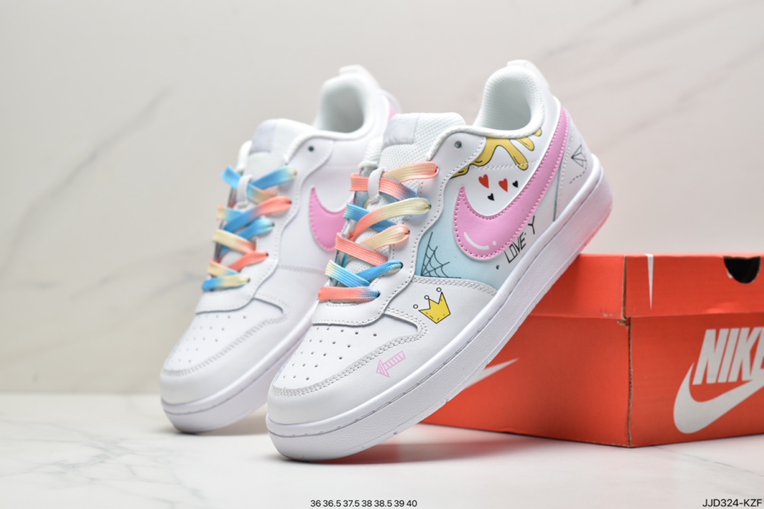 130 耐克Nike Court Borough Low 2”Grey/White/Lake Blue”学院系列休闲运动皮革板鞋BQ5448-117
