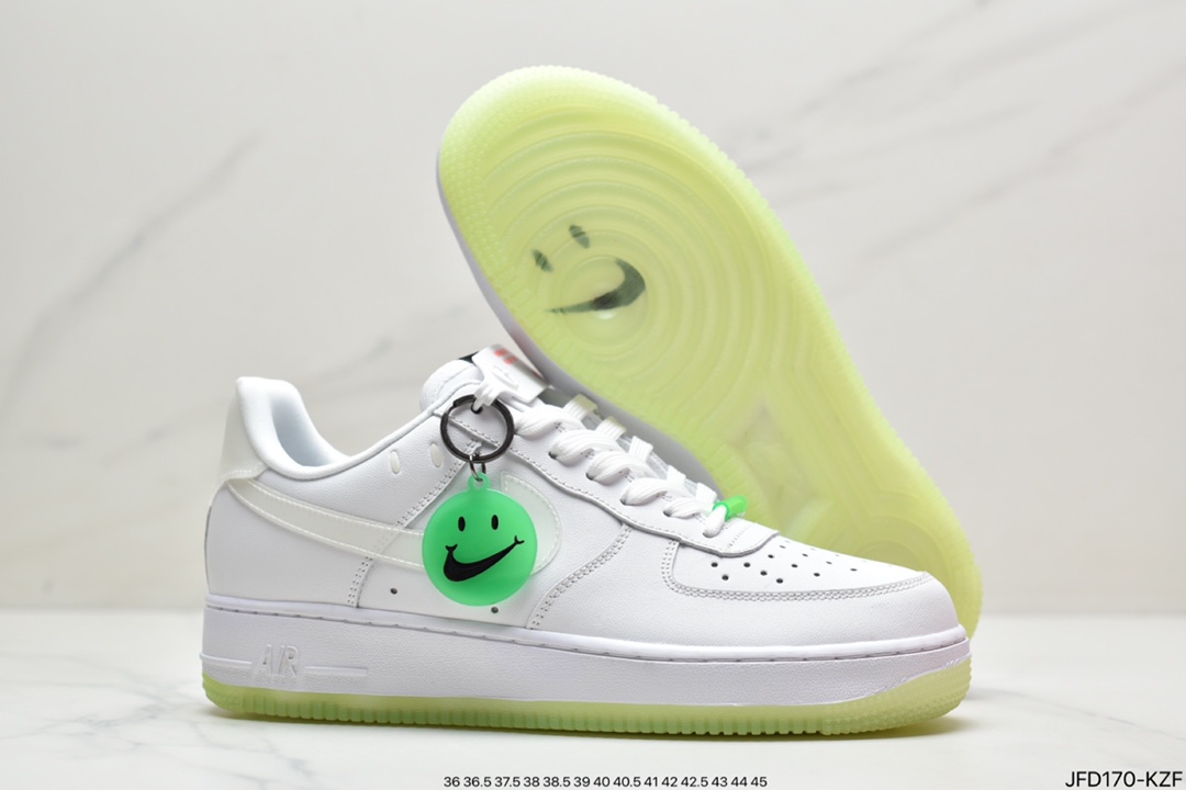 170 耐克 Nike Air Force 1 Low “Have A Nike Day”笑脸夜光空军一号低帮休闲板鞋 CT3228-100