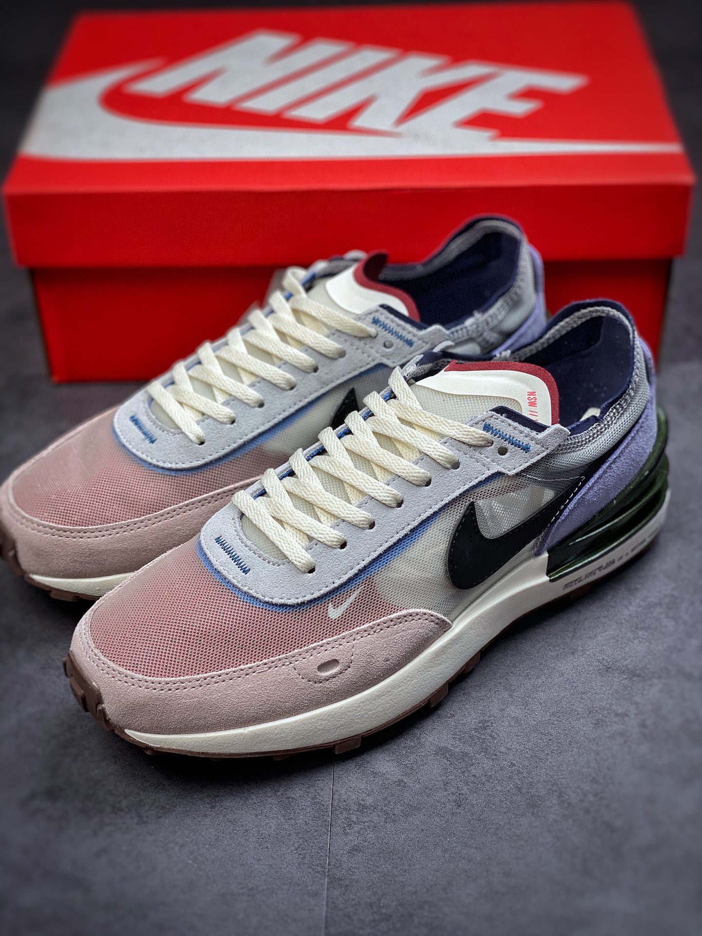 220 Nike Waffle One 低帮跑步鞋 黑粉紫 DM5446-701