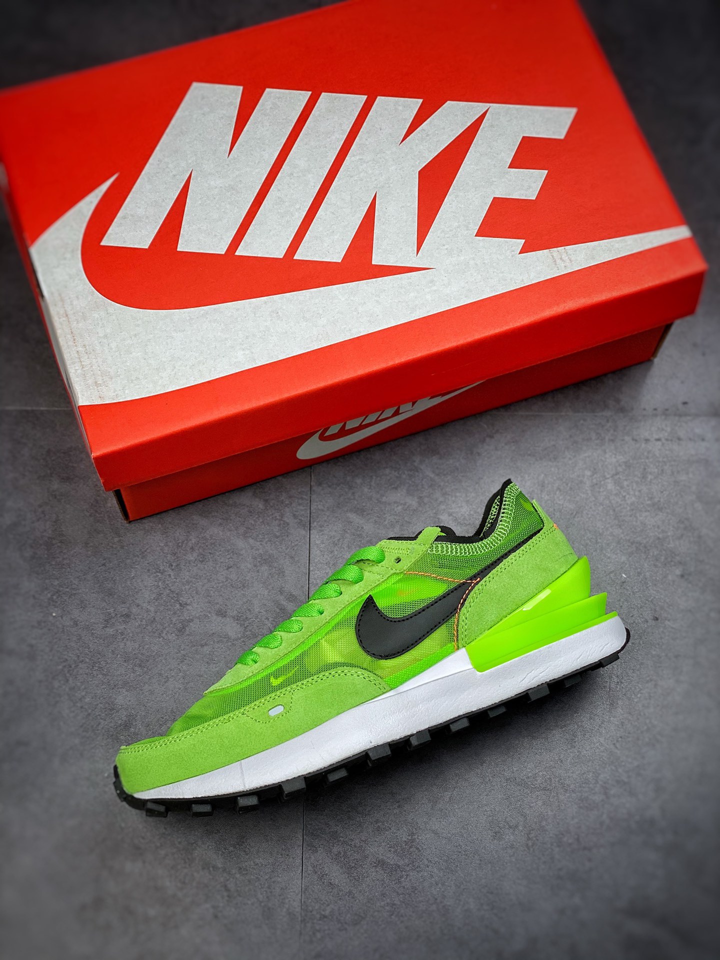 220 Nike Waffle One 复古运动休闲鞋 黑绿 DA7995-300