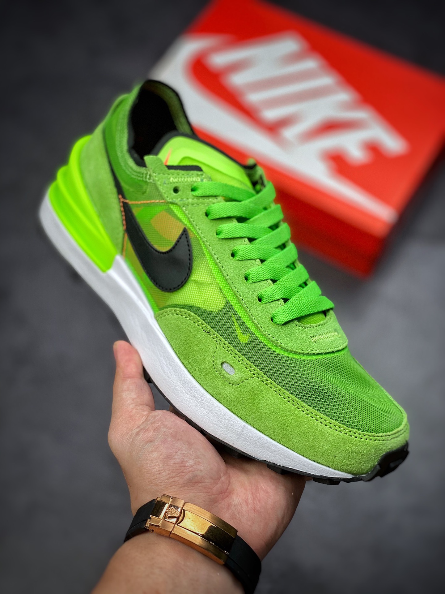 220 Nike Waffle One 复古运动休闲鞋 黑绿 DA7995-300