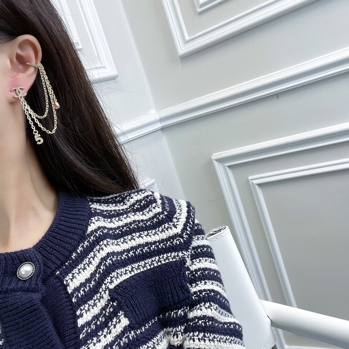 新款☑️CHANEL香奈儿流苏5字星星耳钉耳夹