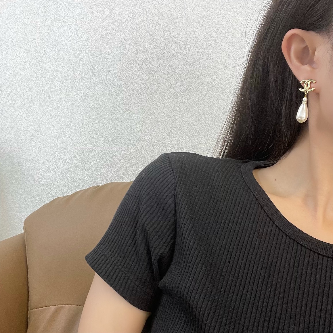 新款☑️CHANEL香奈儿双c珍珠耳钉耳环