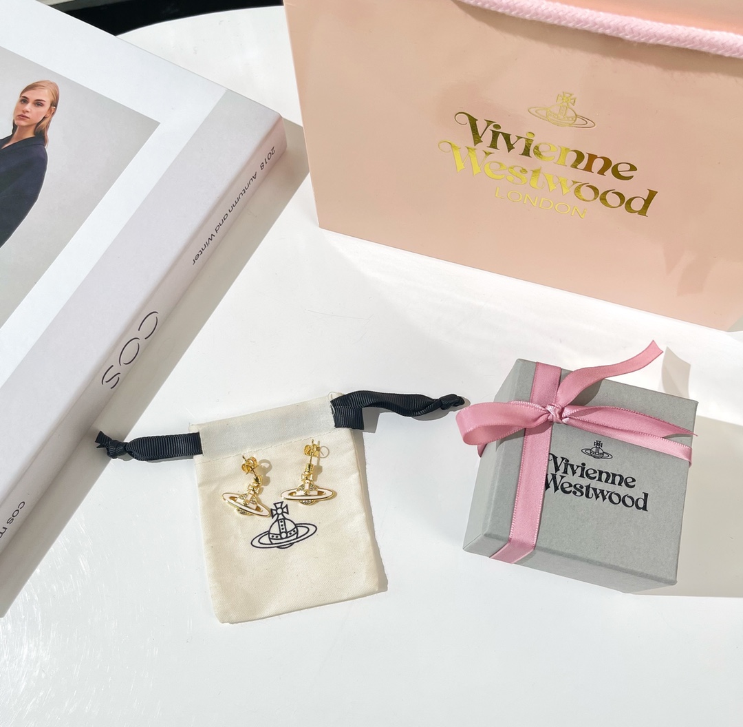新款☑️ Vivienne Westwood西太后满钻土星耳钉耳环