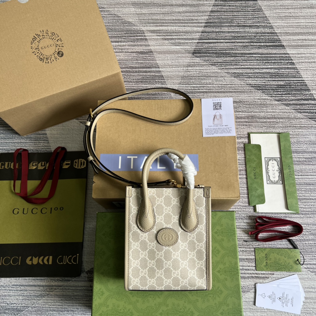 GUCCI GG Retro 迷你托特包 米膠燕麥色
