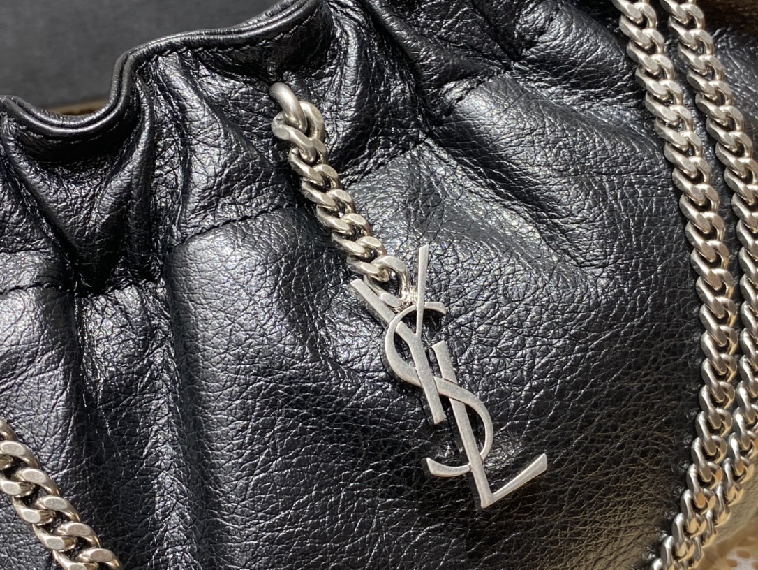 Saint laurent Ysl 专柜新款云朵型腋下链条包 681632黑色银扣