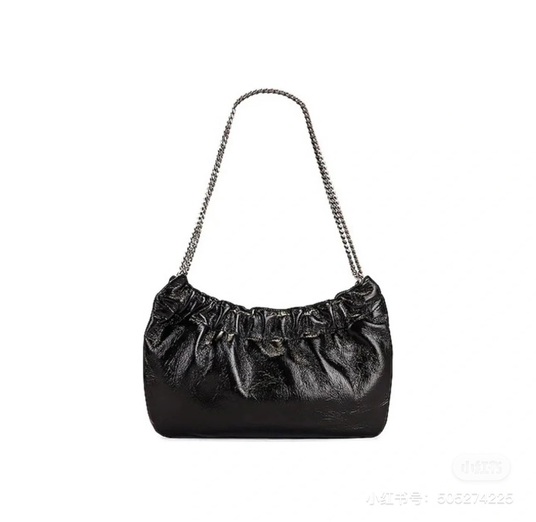 Saint laurent Ysl 专柜新款云朵型腋下链条包 681632黑色银扣