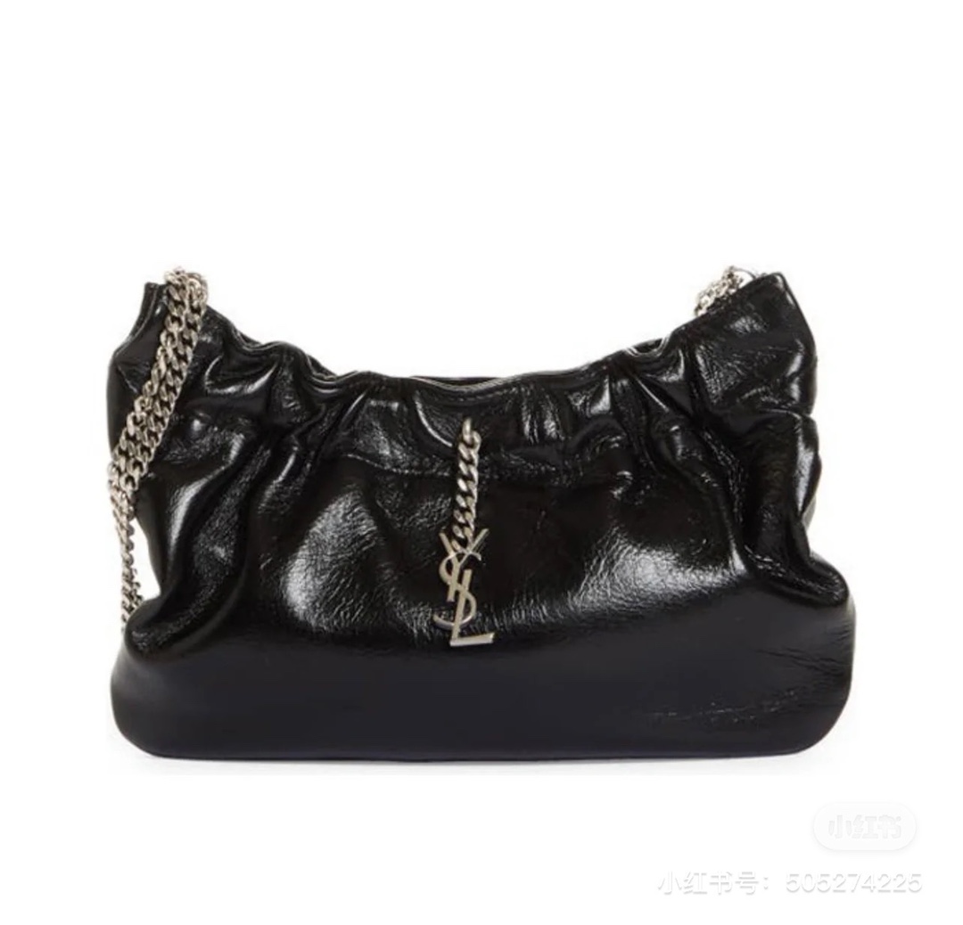 Saint laurent Ysl 专柜新款云朵型腋下链条包 681632黑色银扣