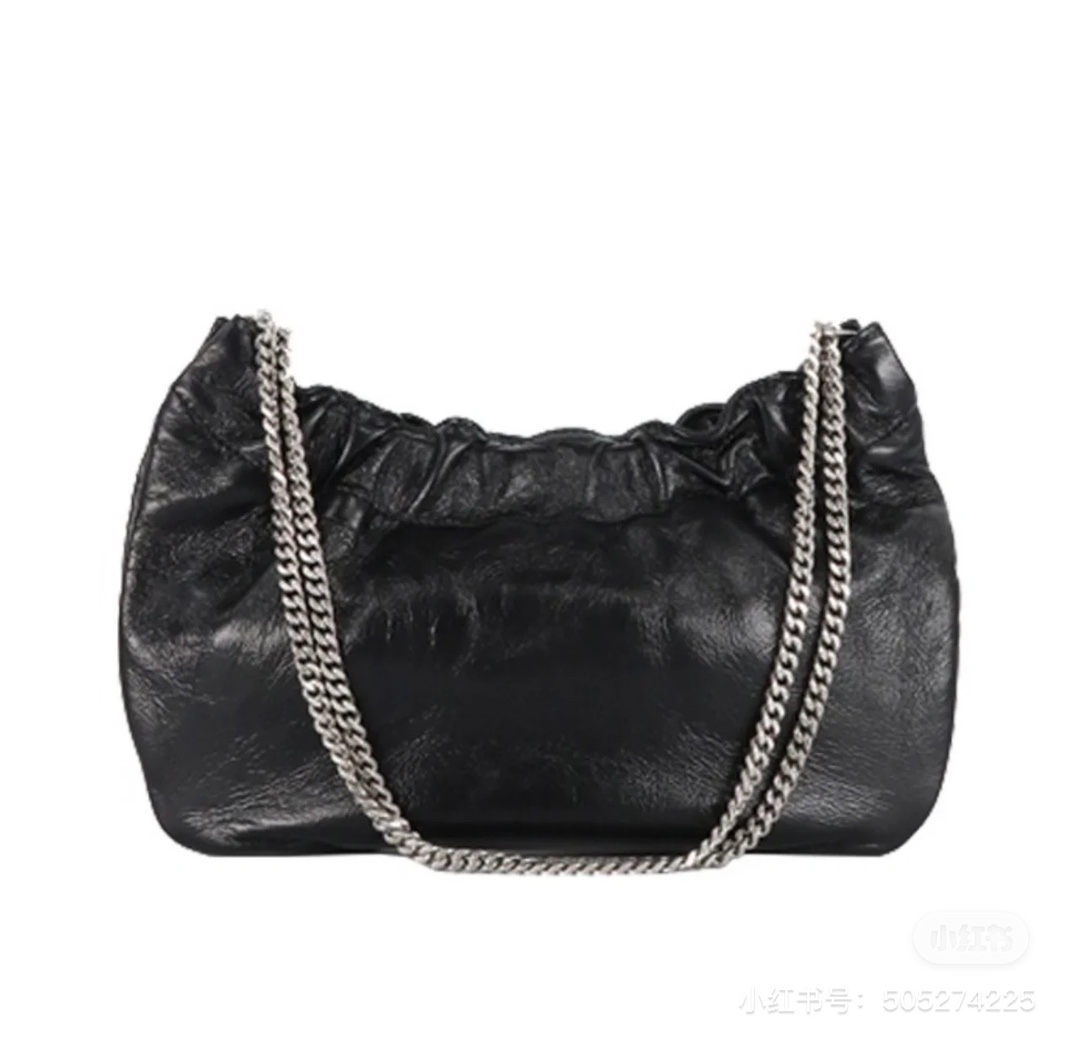 Saint laurent Ysl 专柜新款云朵型腋下链条包 681632黑色银扣